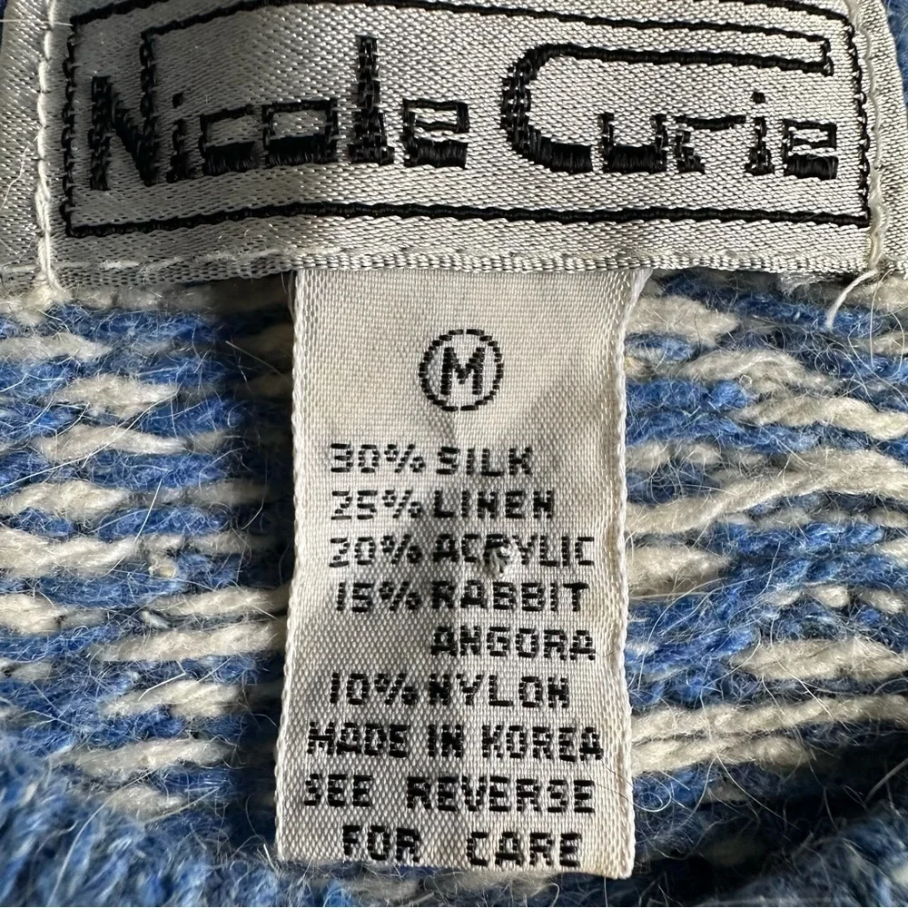 Vintage Nicole Curie Blue Paisley Sweater M Silk Linen Whimsy Twee Clean Girl